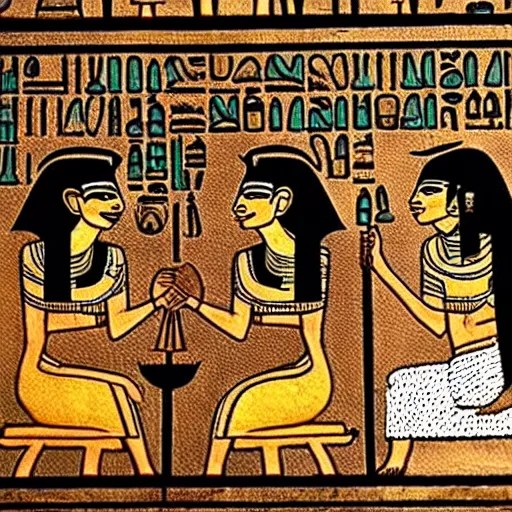 ancient egyptian gods sitting in a modern day coffee Stable Diffusion