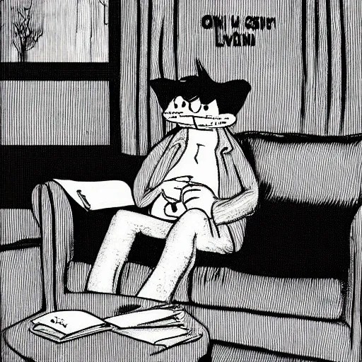 A very sad Jon Arbuckle sitting in his living room at Stable Diffusion OpenArt