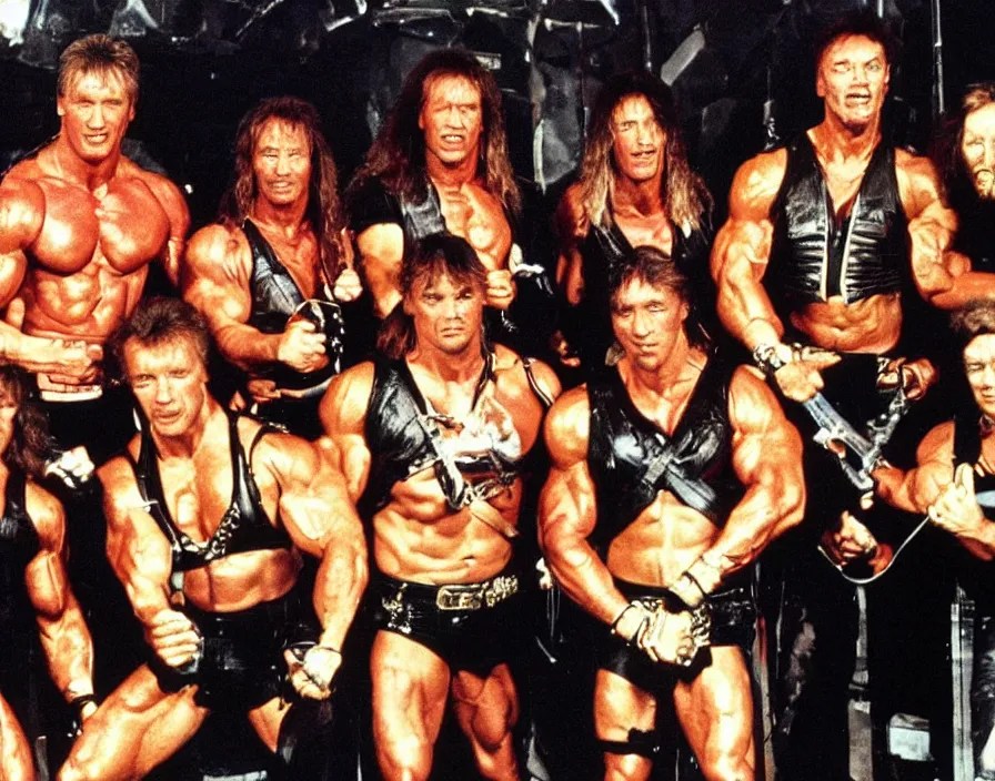 colour photo off arnold schwarzenegger, sylvester Stable Diffusion