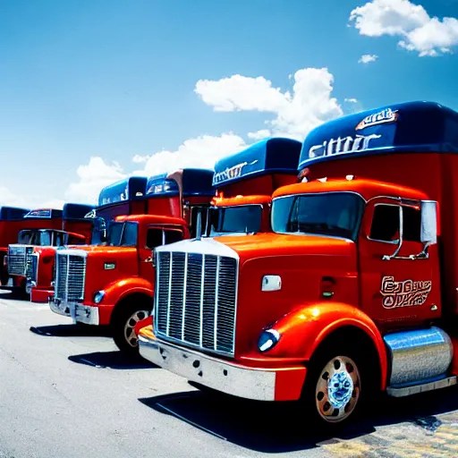 trucks eating at a truck stop restaurant, photography, Stable