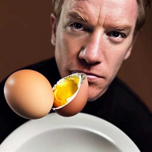 an egg mixed with ewan mcgregor, food photography, Stable Diffusion