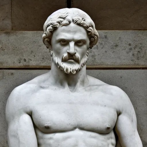 a man in the form of a greek sculpture, holding huge Stable Diffusion