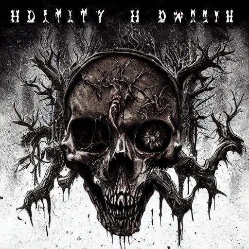 highly detailed horror themed deathmetal album cover, Stable Diffusion