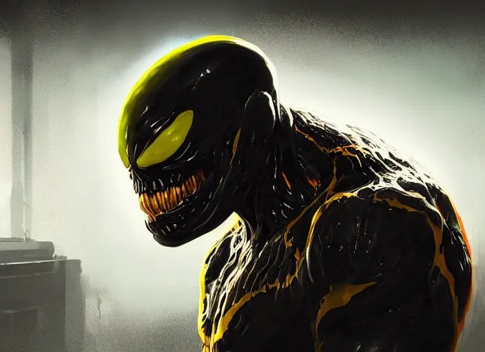 venom fused with deadshot yellow eye, ultra realistic Stable