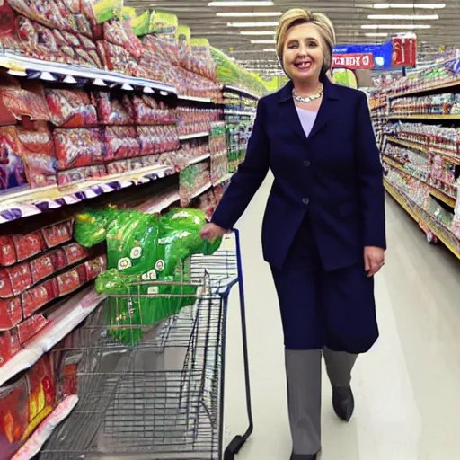 a photo of hillary clinton in walmart shopping for Stable Diffusion