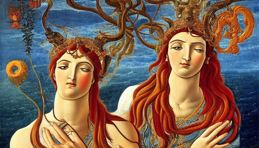 shiva by botticelli, oil painting, classical painting, Stable