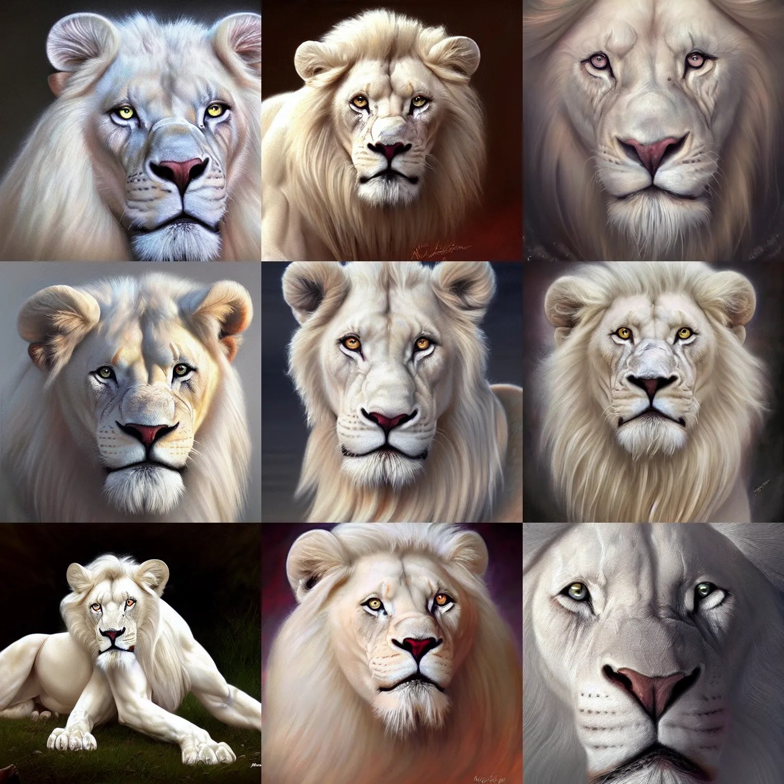 white lion. red eyes. digital painting, detailed, 8 k, Stable