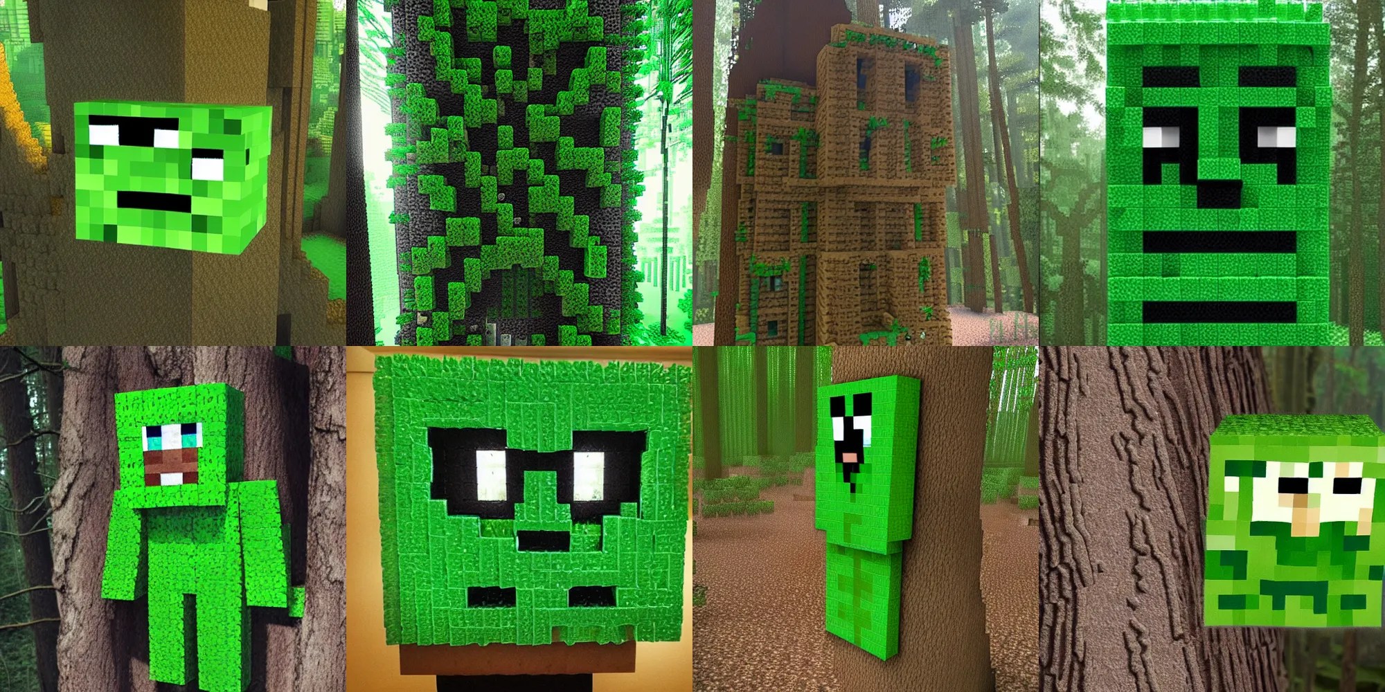 a photo of a minecraft creeper in real life in the Stable Diffusion