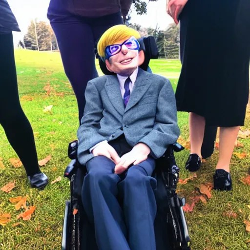 a kid dressed up as Stephen Hawking for Halloween, Stable Diffusion