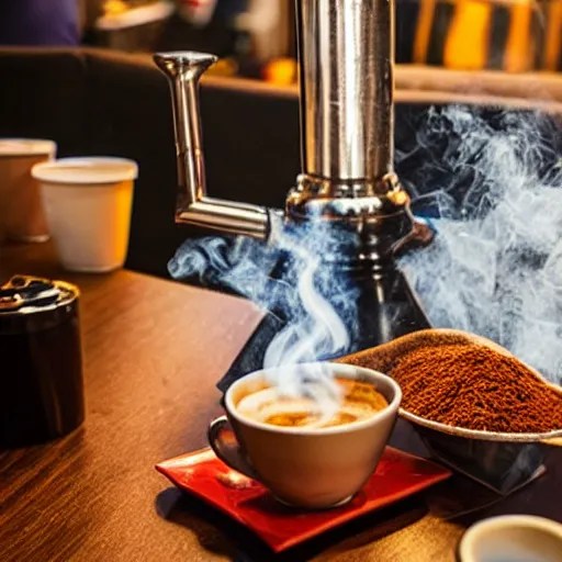 hookah, shisha with coffee in the coffeehouse Stable Diffusion