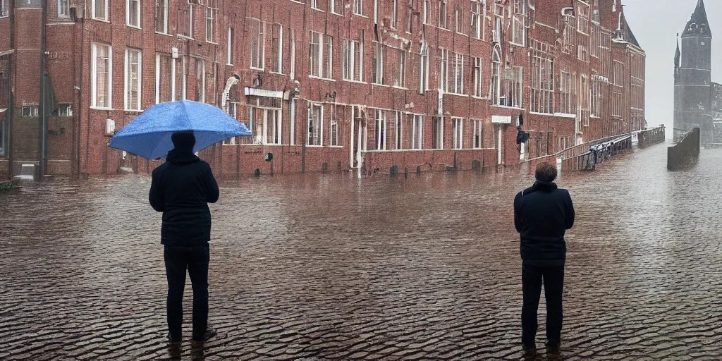 a man admiring the rain in middelburg, the Stable Diffusion OpenArt