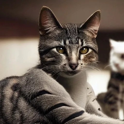 Cats and dogs wearing human clothes, award winning, Stable Diffusion