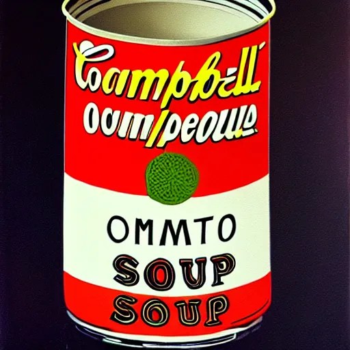 pop art, campbell's tomato soup can, oil painting by Stable Diffusion