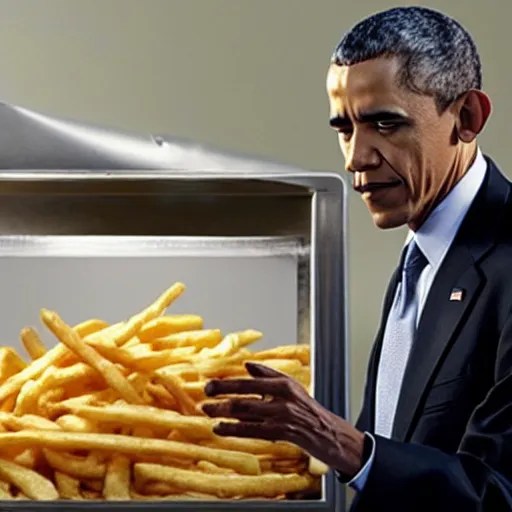 photo of obama as Gustavo fring making french fries Stable Diffusion