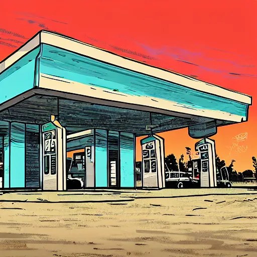 an abandoned gas station by tim doyle Stable Diffusion OpenArt