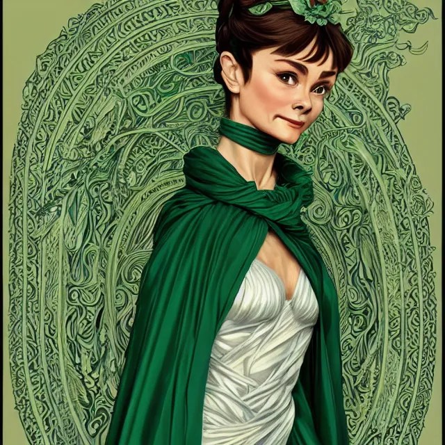 ivory carved mage audrey hepburn with braided hair, Stable Diffusion