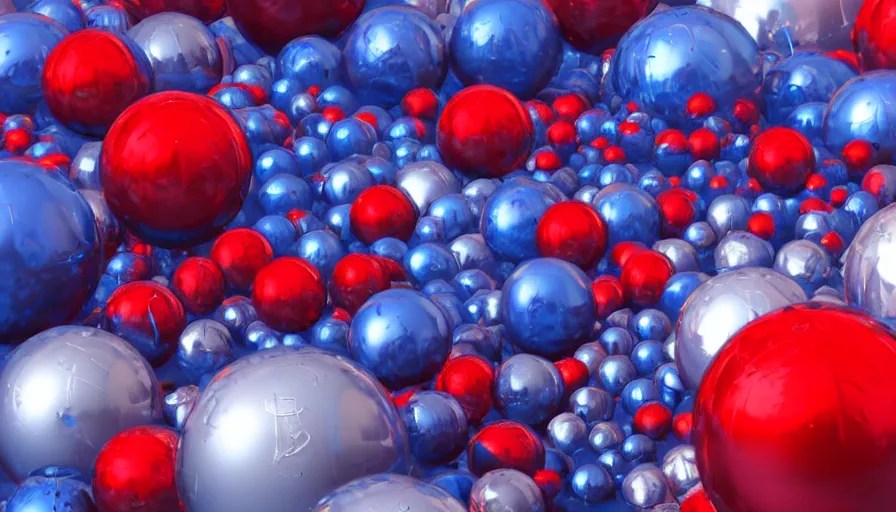 metallic red spheres with lonely blue sphere, Stable Diffusion OpenArt