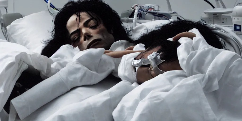 michael jackson asleep 2 0 0 9, not breathing, Stable Diffusion
