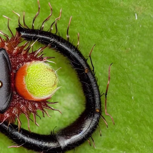 venus flytrap eating a large hairy black spider in an Stable