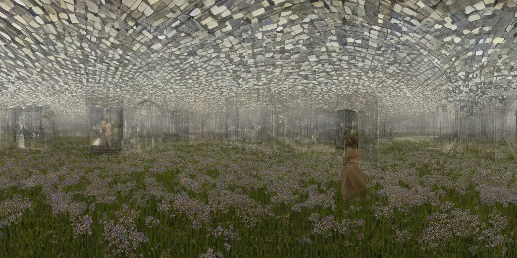 a recursive cathedral made of glass and mirrors and Stable Diffusion