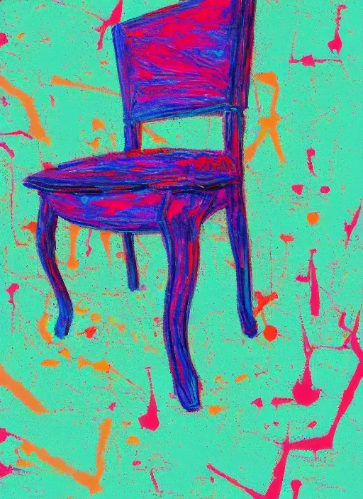 chair, digital acrylic paint, messy artwork, depth Stable Diffusion