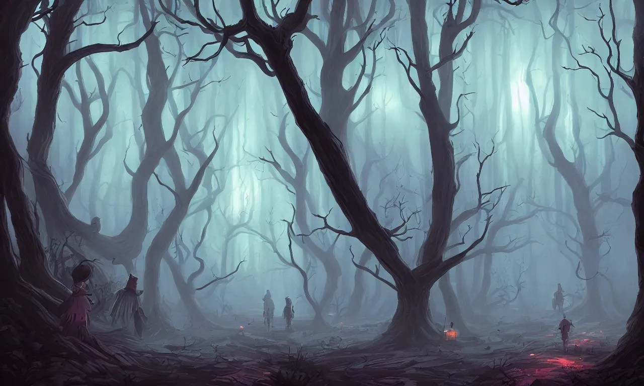 A path leading to a mystical creepy dark forest full Stable Diffusion