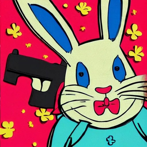 it is no fun when the rabbit has the gun Stable Diffusion