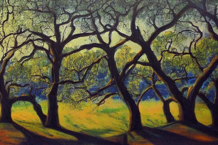 masterpiece painting of oak trees on a hillside Stable Diffusion