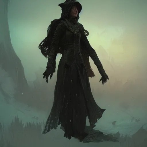 black hallow retro mage walking on a dead world | Stable Diffusion