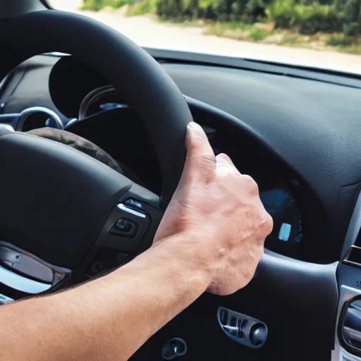 extremely muscular hand gripping a steering wheel Stable Diffusion