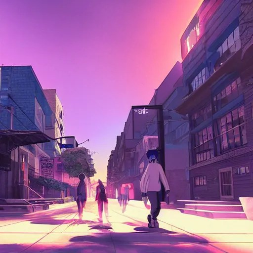 a screenshot of the streets of toronto anime style, Stable Diffusion