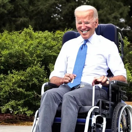 still image of joe biden sitting in a wheelchair that Stable Diffusion