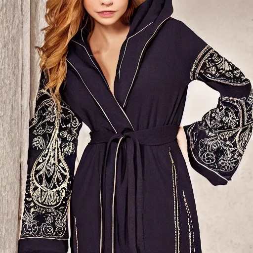 intricate embroided hooded robe, high definition, Stable Diffusion