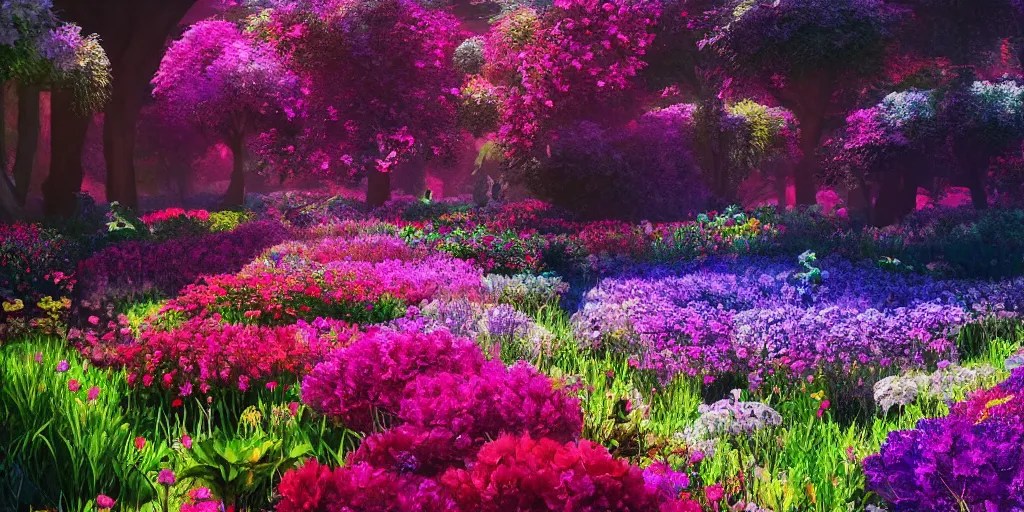 beautiful expansive flower garden, vibrant, Stable Diffusion OpenArt