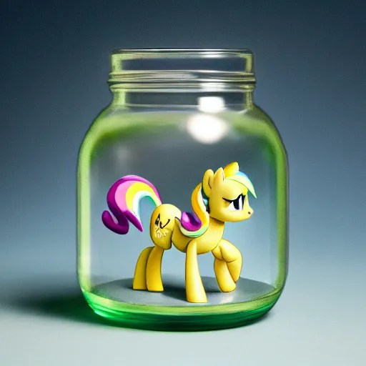 a my little pony figurine inside a jar ; the jar is Stable Diffusion