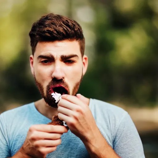 guy eating poop 4k high quality, detailed face Stable Diffusion