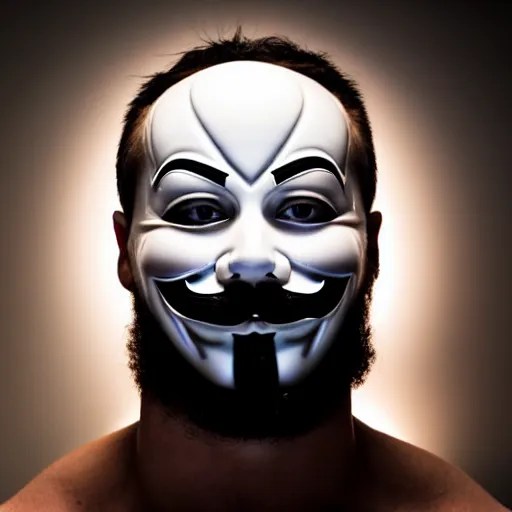bodybuilder with the face of anonymous, backlit, rim | Stable Diffusion