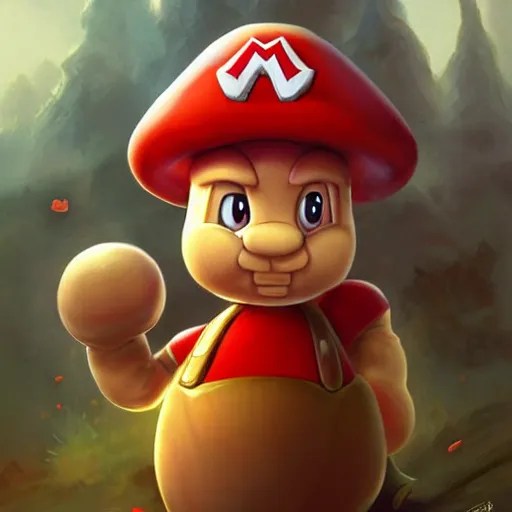 goomba super mario as realistic mushroom character art Stable Diffusion
