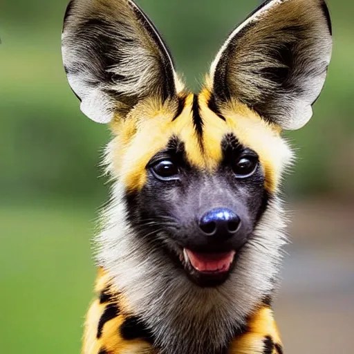 Look at this african painted dog with his huge radar Stable Diffusion
