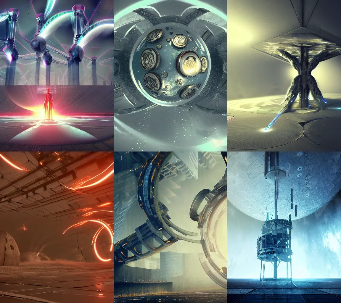 machine spirits hovering over portals of creation, Stable Diffusion