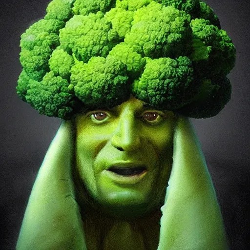 a bodybuilder with a broccoli head in Rococo art, Stable Diffusion