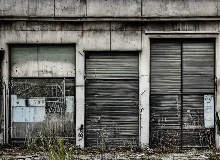an abandoned hardware store, grass growing on Stable Diffusion OpenArt