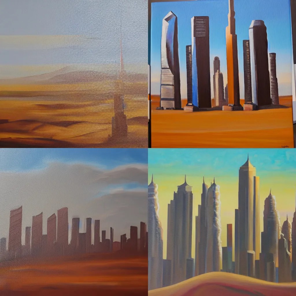 oil on canvas painting of tall skyscrapers sinking Stable Diffusion OpenArt