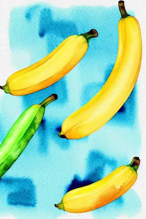 minimalist watercolor art of a bananas, illustration, Stable Diffusion