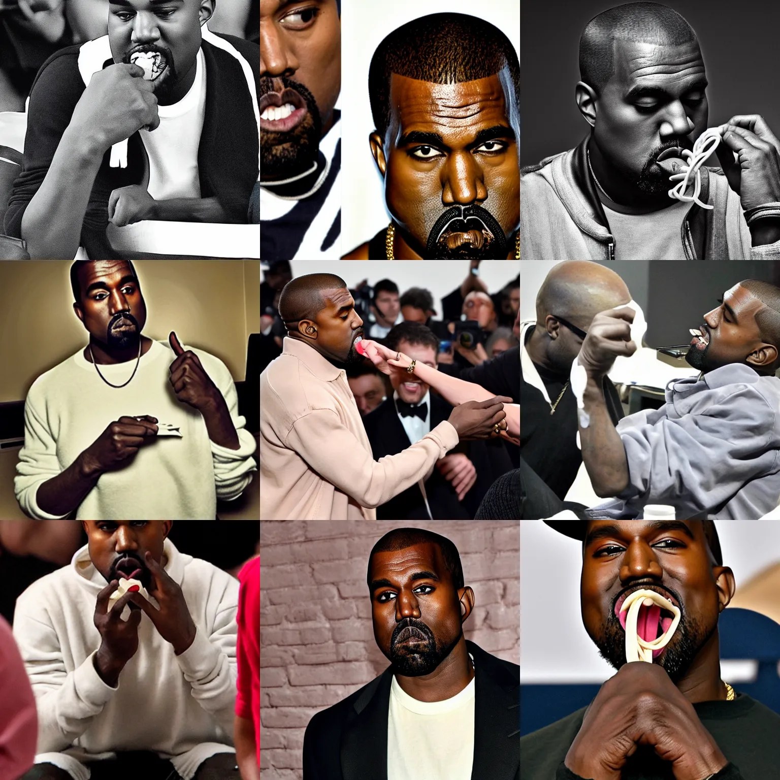 kanye west putting rubber bands into his mouth Stable Diffusion OpenArt
