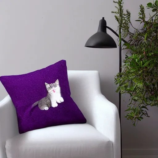 purple pillow with kitties on it Stable Diffusion OpenArt