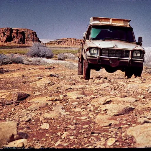 photo, green river wyoming, off road truck, kodak Stable Diffusion