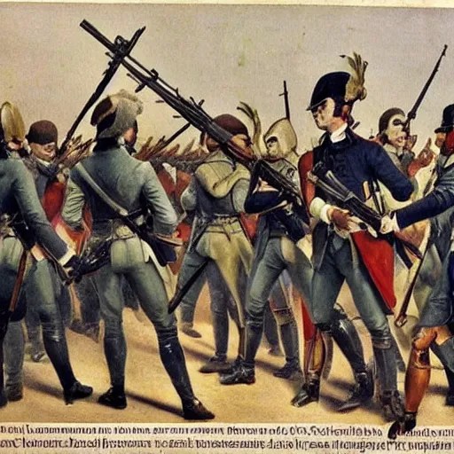 French revolution with modern weapons, machine guns, Stable Diffusion