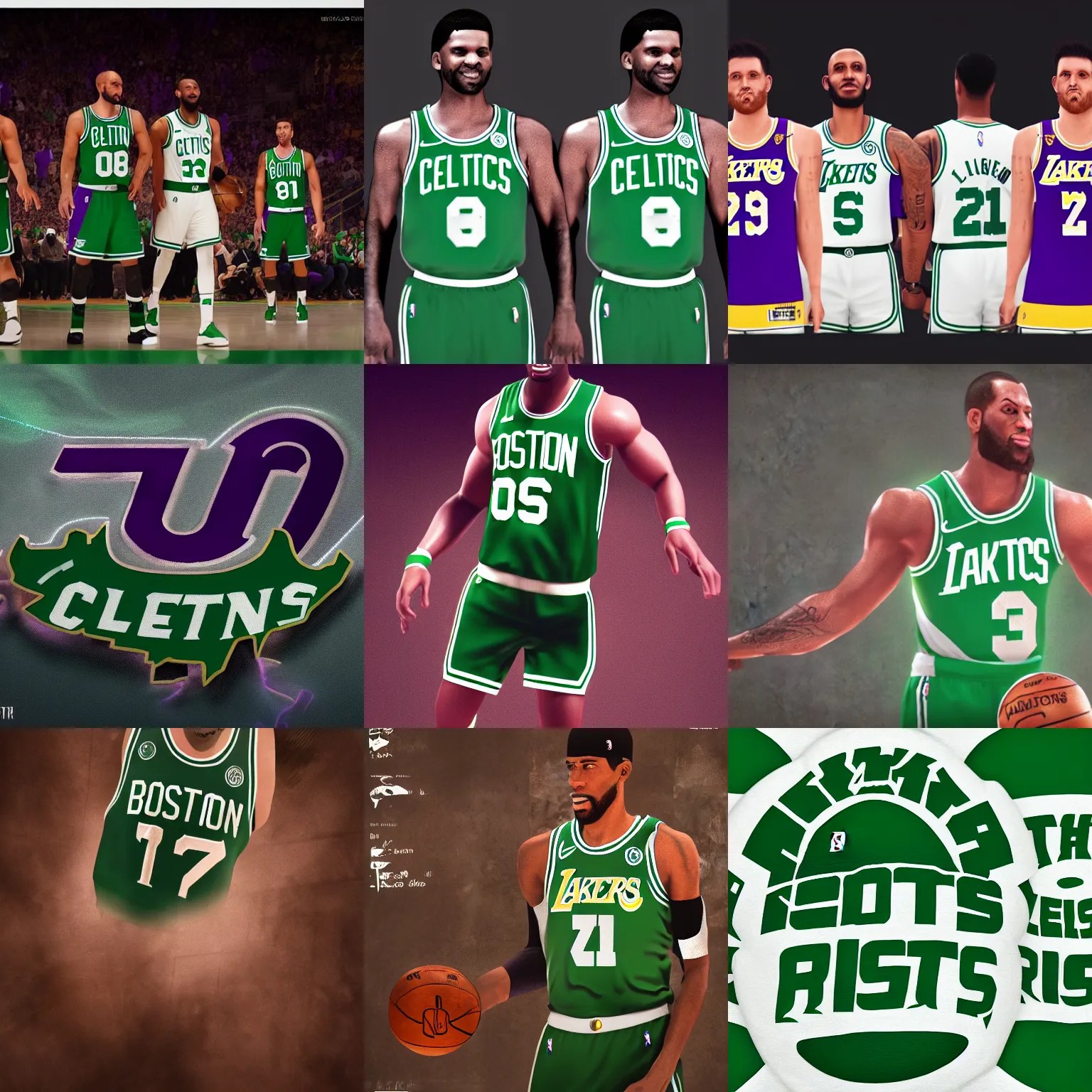 boston celtics los angeles lakers jersey fusion, Stable Diffusion