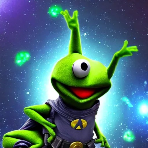the avengers battle one kermit the frog in space, Stable Diffusion
